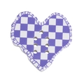Purple and white checkerboard acrylic heart button charm with wave edge and 7-hole detail - Checkerboard Heart / Purple