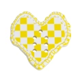 Yellow and white checkerboard heart-shaped acrylic button pendant for DIY crafts - Checkerboard Heart / Yellow