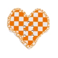 Acrylic heart-shaped button with orange and white checkered pattern and 7-hole design - Checkerboard Heart / Orange