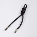 Colgante corto de cuero trenzado negro con extremos metálicos plateados para bolsos - Negro