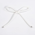 Handmade white woven PU leather bowknot pendant with silver metal ends for bags - White