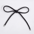 Handmade black PU leather woven bow pendant with silver metal caps for DIY accessories - Black