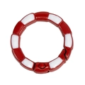 Red and white lacquered alloy bamboo joint spring ring clasp for DIY keychain crafts - Hand Painted Bamboo Joint Style (20250522) / Red