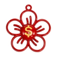 Red flower pendant with dollar sign and hollow petals for DIY jewelry accessories - Red