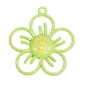 Light green five-petal flower alloy pendant with a yellow dollar sign for DIY jewelry - Fruit Green