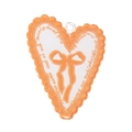 Ciondolo a cuore in acrilico con fiocco arancione e cornice glitter per portachiavi fai da te - Cuore in pizzo / Arancione