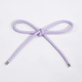 Handmade light purple woven PU leather bow pendant with silver metallic end caps - Purple