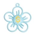 Pendentif fleur bleu clair avec signe dollar jaune et anneau pour bijoux DIY - Bleu