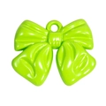 Vibrant green bow pendant with hanging hole for DIY jewelry making and crafts - Painted - Fruit Green