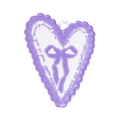 Ciondolo a cuore in acrilico viola con fiocco e bordo ondulato per creazioni fai-da-te - Cuore in pizzo / Viola