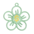 Pendentif fleur à cinq pétales vert menthe avec symbole dollar jaune pour bijoux DIY - Émeraude
