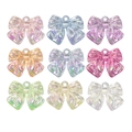 DIY acrylic bow pendants set in 9 iridescent colors for bracelets and necklaces - Transparent - Random Color