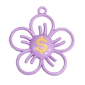 Pendentif fleur creuse violette en alliage avec signe dollar jaune et boucle de suspension - Violet