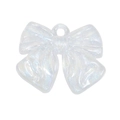 Translucent glitter white acrylic bow charm with hanging hole for DIY jewelry - Glitter White