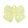 Translucent yellow resin bow charm with glitter and hanging hole for DIY crafts - Glitter Yellow