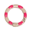 Boucle anneau ressort ronde kaki avec inserts laqués roses pour porte-clés DIY - Style de Joint de Bambou Peint à la Main (20250522) / Couleur Thé au Lait