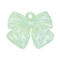 Translucent mint green bow pendant with multi-color glitter and integrated hanging hole - Glitter Green