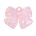 Pink iridescent glitter bow pendant with hole for DIY handmade jewelry and keychain - Glitter Pink
