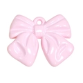 Pink acrylic bow charm with hanging hole for DIY jewelry making and handmade accessories - Lacquer Pink