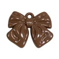 Polished chocolate brown acrylic bow pendant charm for DIY jewelry and accessories - Painted - Dark Coffee