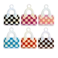 Colorful acrylic checkerboard bag charms in six assorted vibrant color combinations - Random Color