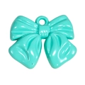 DIY turquoise acrylic bow pendant with top hanging hole for jewelry and keychains - Lacquer Emerald