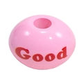 Pink round acrylic bead with Good letter engraving for DIY jewelry crafts making - Pink - Good Word