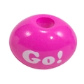 Magenta acrylic letter bead with white Go! text and through-hole for DIY jewelry - Rose Red - Go Word