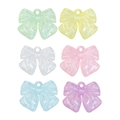 Set of 6 colorful acrylic bow pendants with glitter effect for DIY jewelry making - Glitter Pattern Random Colors