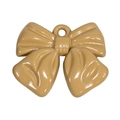 Polished khaki bow acrylic charm with hanging hole for DIY jewelry and keychains - Painted-Light Coffee