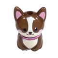 3D acrylic puppy dog bead in brown and white for DIY phone chains and jewelry making - Dark Coffee
