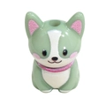 3D acrylic cartoon corgi dog bead in light green for DIY keychains and jewelry making - Dark Emerald