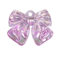 Iridescent purple bow acrylic pendant with top hanging hole for DIY jewelry making - Transparent Purple