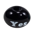 Schwarze runde Acrylperle mit weißem 'Yes' Buchstabendruck und großem Loch für DIY - Schwarz - Yes Wort