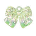 Iridescent light green acrylic bow charm with hanging hole for DIY jewelry making - Transparent - Green