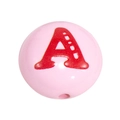 Rosa runde Acrylperle mit rotem Buchstaben A für DIY-Schmuck und Schlüsselanhänger - Rosa-Buchstabe A