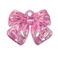 Pink aurora resin bow charm with hanging hole for DIY jewelry making and crafts - Transparent Rose Red
