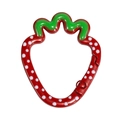 Cute strawberry shaped spring ring keychain clasp with red and white paint finish - Strawberry / Red