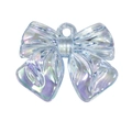 Translucent light blue acrylic bow pendant with rainbow AB coating for DIY crafts - Transparent Light Blue