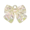 Iridescent acrylic bow pendant with hanging hole for DIY jewelry making and crafts - Transparent - Yellow