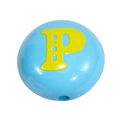 Runde Acrylperle in Blau mit gelbem Buchstaben P für DIY-Schmuckherstellung - Blau-Buchstabe P