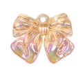 Iridescent acrylic bow pendant with top hole for DIY jewelry making and crafts - Transparent Orange