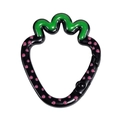 Strawberry shaped alloy carabiner in black with pink dots and green leaf detail - Strawberry / Black