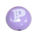 Runde Acrylperle in Hellviolett mit weißem Buchstaben P für DIY-Schmuckherstellung - Lila - Buchstabe P