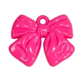 Pink acrylic bow pendant with top hanging hole for DIY jewelry and keychain making - Painted - Rose Red