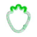 Green and pink strawberry shaped spring ring keychain with glossy lacquer finish - Strawberry / Milky Green