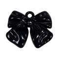 Glossy black acrylic bow pendant with top hanging hole for DIY jewelry making - Lacquered - Black