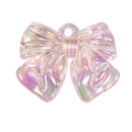Pink aurora acrylic bow pendant with hanging loop for DIY jewelry and accessories - Transparent-Pink