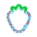 Light blue strawberry shaped spring ring keychain clasp with green leaf and red dots - Strawberry / Light Blue