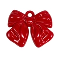 Bright red resin bow pendant with high-gloss finish and hanging hole for DIY jewelry - Lacquered - Bright Red